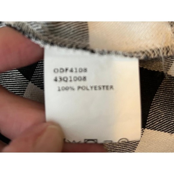 Black White Buffalo Check Plaid Womens Tunic Top XL Ruched Sides Cozy Cabincore - Picture 8 of 9